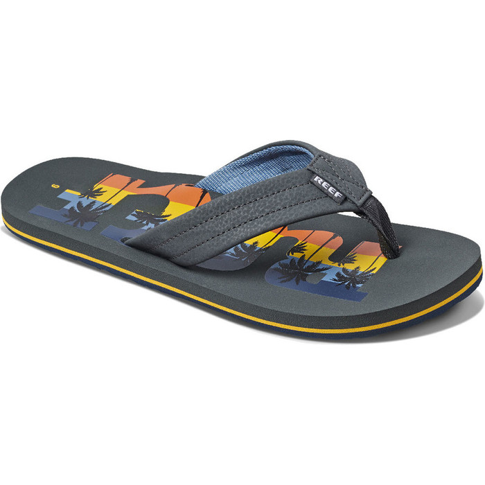 2020 Reef Mens Reef Waters Flip Flops Sandals RF0A3YKU Grey Palm